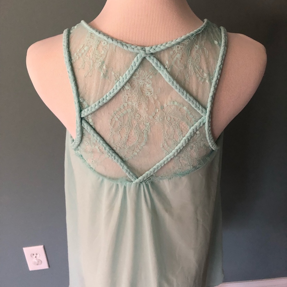 Altar'd State Mint Green Lace-Back Tank Top